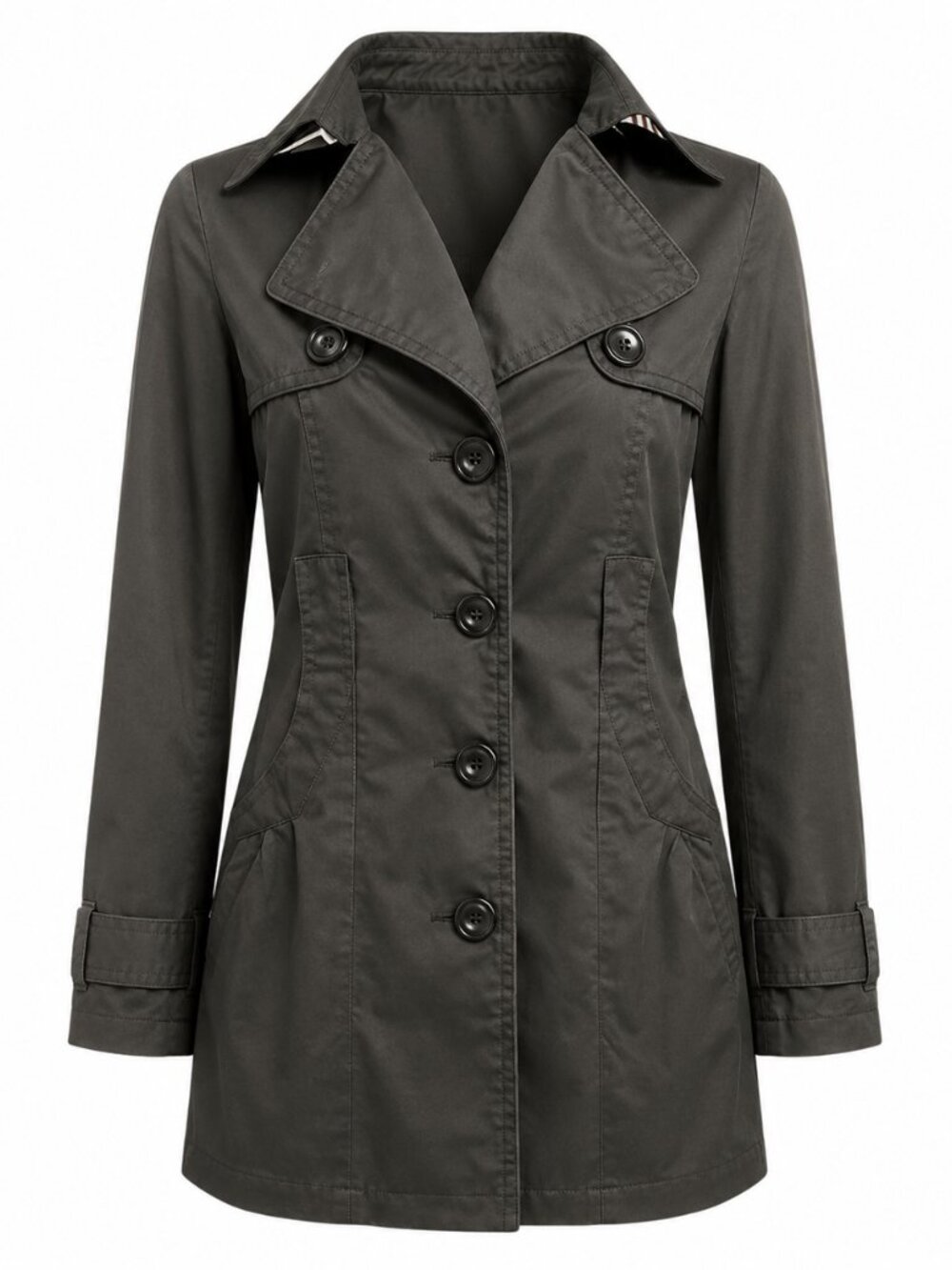 Miss London Button down Black lightweight Trench jacket Size S